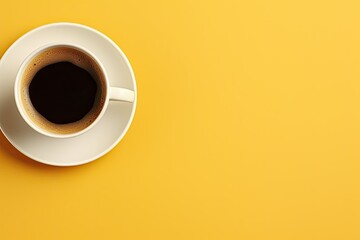 Obraz na płótnie Canvas Coffee on Yellow Background - Still Life Photorealistic Art Generative AI