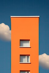 orange facade building in the sky 