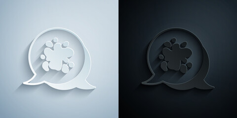 Paper cut Paint spray icon isolated on grey and black background. Paper art style. Vector