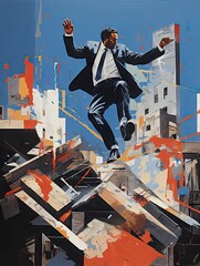 abstract colorful businessman dancing  