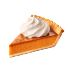 Fotobehang Slice of pumpkin pie isolated on transparent background © TimeaPeter