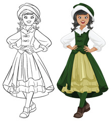 Fototapeta premium Smiling Woman in Traditional Austrian Outfit