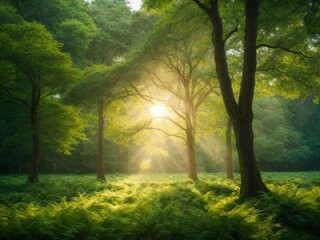 Sun-dappled canopy of trees