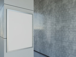 White Blank Indoor Poster 3D Rendered Mockup