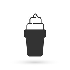 Grey Ice cream in waffle cone icon isolated on white background. Sweet symbol. Vector