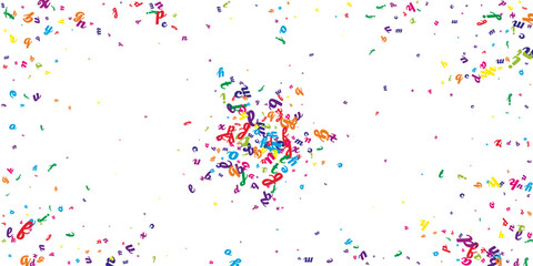 Falling letters of English language. Colorful