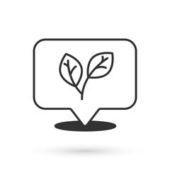 Grey Leaf icon isolated on white background. Leaves sign. Fresh natural product symbol. Vector