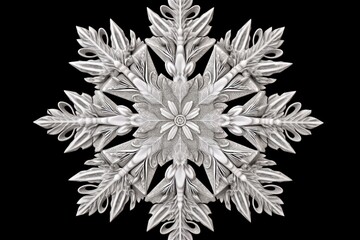 Unique and Delicate: Intricate Snowflake Design in Glistening White, Sparkling in the Winter's Embrace, generative AI