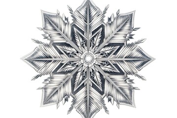 Fototapeta premium Shimmering Silver Snowflake Drawing: An Intricate Frozen Masterpiece of Delicacy and Wonder, generative AI