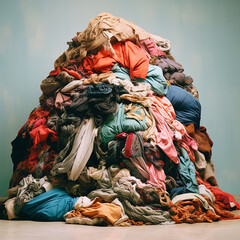 Pile de vêtements usagés pour recyclage