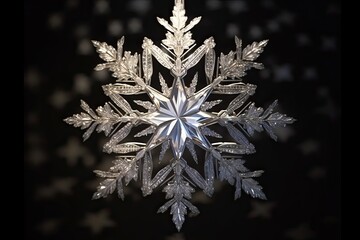 Intricate Snowflake Symphony: Each Crystal Unique and Delicate, Sparkling in Winter's Embrace, generative AI