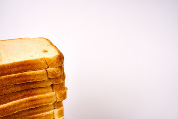 Slices of toast bread on a white background.
