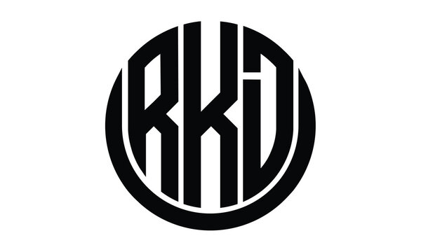 RKD shield in circle logo design vector template. lettermrk, wordmark, monogram symbol on white background.	