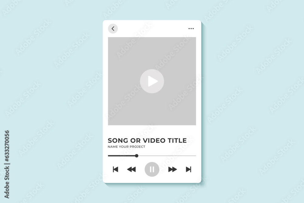 Fototapete podcast music player frame mockup vector design interface. video player design template mockup fit f