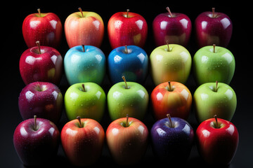 Set of Colorful apples isolated on black background. High quality photo