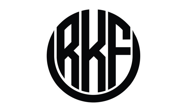 RKF shield in circle logo design vector template. lettermrk, wordmark, monogram symbol on white background.	