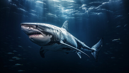 Fototapeta premium Shark in deep sea