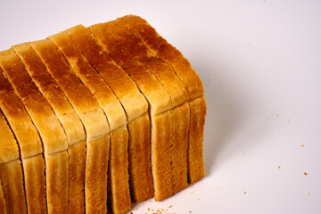 Slices of toast bread on a white background.