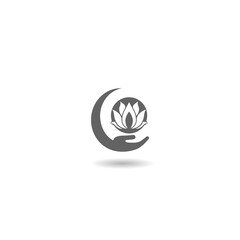 Lotus flower human care logo with shadow