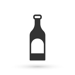 Grey Bottle of wine icon isolated on white background. Vector