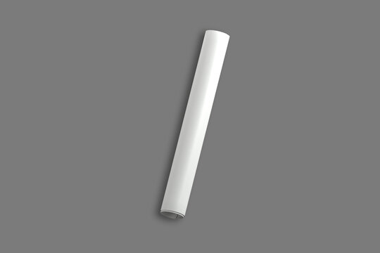 Blank White A3 Rolled paper sheet mockup. Glossy Rolled poster isolated on background. Advertising, promotion or affiche poster. 3d rendering.