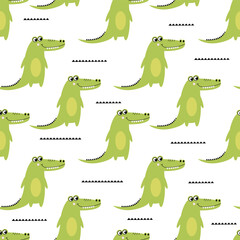 Funny cartoon crocodile seamless pattern