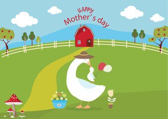 Cute animals poster.Design for Mother's day,template,cards,animal,farm,Vector illustrations.