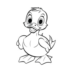 Obraz premium Baby Duck Swimming Coloring Pages Drawing For Kids