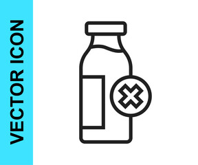 Black line Lactose intolerance icon isolated on white background. Not allow milk. Allergy concept, lactose intolerance allergy warning sign. Vector