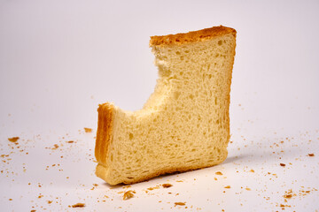 Slices of toast bread on a white background.