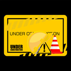 Under Construction, sign and board vector