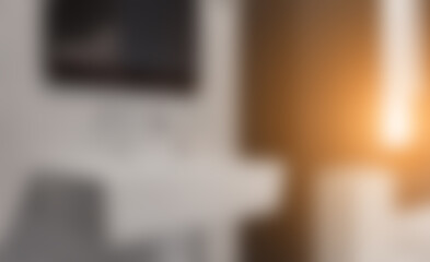 Clean and fresh bathroom with natural light. 3D rendering.. Sunset.