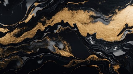Obraz premium Black and gold liquid marble background