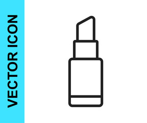 Black line Lipstick icon isolated on white background. 8 March. International Happy Women Day. Vector