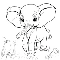 Baby Elephant Playing Coloring Pages Drawing For Kids