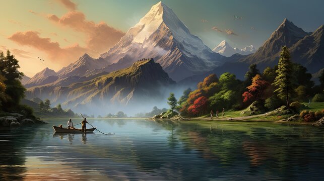 Fishing rod and reel combo into the shimmering water, patiently awaiting the telltale tug of a fish. As the rod bends and the reel sings. Generated by AI.