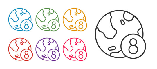 Set line 8 March icon isolated on white background. International Happy Women Day. Set icons colorful. Vector