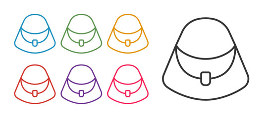 Set line Handbag icon isolated on white background. Female handbag sign. Glamour casual baggage symbol. Set icons colorful. Vector