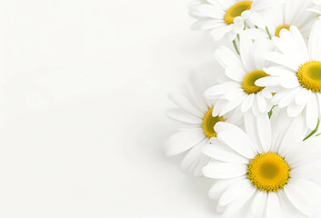 Fototapeta premium Enchanting Daisy Aura Soft Focus Elegance on White Background with Copy Space - Mockup Template for Dynamic and Alluring Displays Generative AI