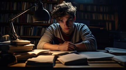 Determined student sacrificing sleep to put in extra hours of preparation, their relentless pursuit of knowledge and success evident in their late-night dedication. Generated by AI.