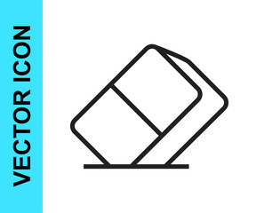 Black line Eraser or rubber icon isolated on white background. Vector