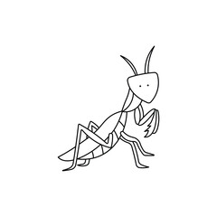 Hand drawn Kids drawing Cartoon Vector illustration mantis icon Isolated on White Background