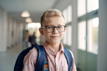 child boy school portrait student education happy elementary pupil friend young kid smiling caucasian childhood little class classroom generative ai