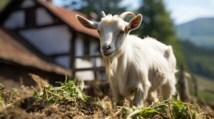Fototapeta premium A close-up photograph of a Red-eared Slider turtle against a white background.