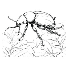 Beetle Coloring Page for Kids