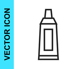 Black line Tube with paint palette icon isolated on white background. Vector