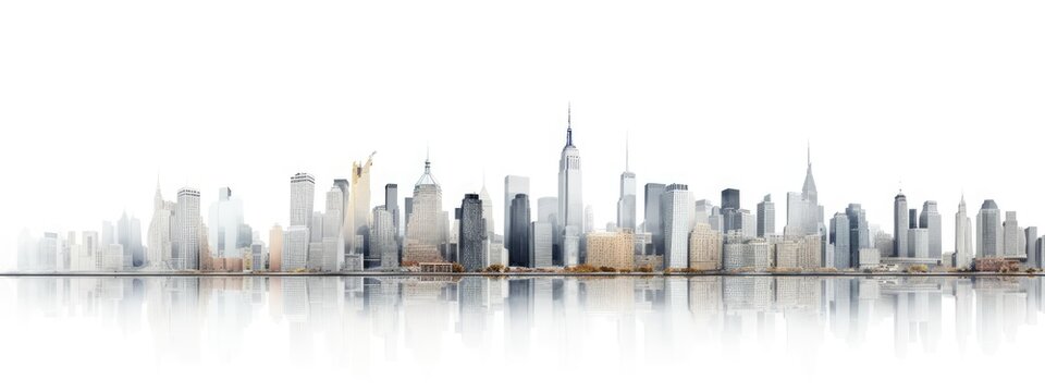 World Trade Center and skyscraper, high-rise buildings on a white background. Created with Generative AI technology.