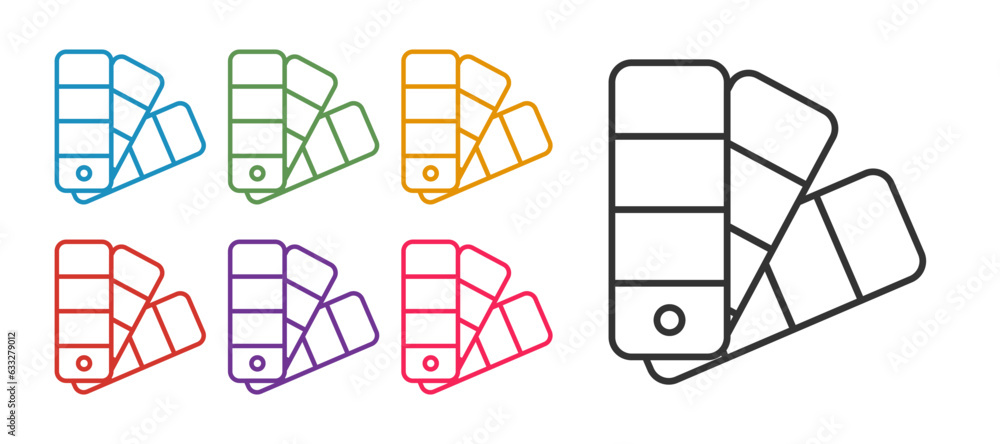 Aufkleber set line color palette guide icon isolated on white background. set icons colorful. vector