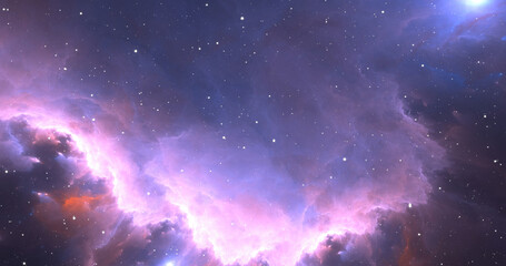 Fantasy space nebula. Giant interstellar cloud with stars