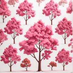 Background image of many pink trees lined up